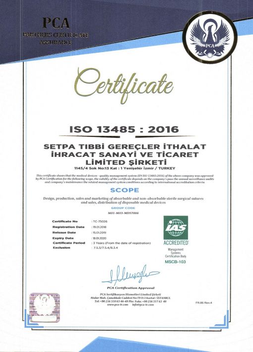  ISO 13485:2016 Certificate